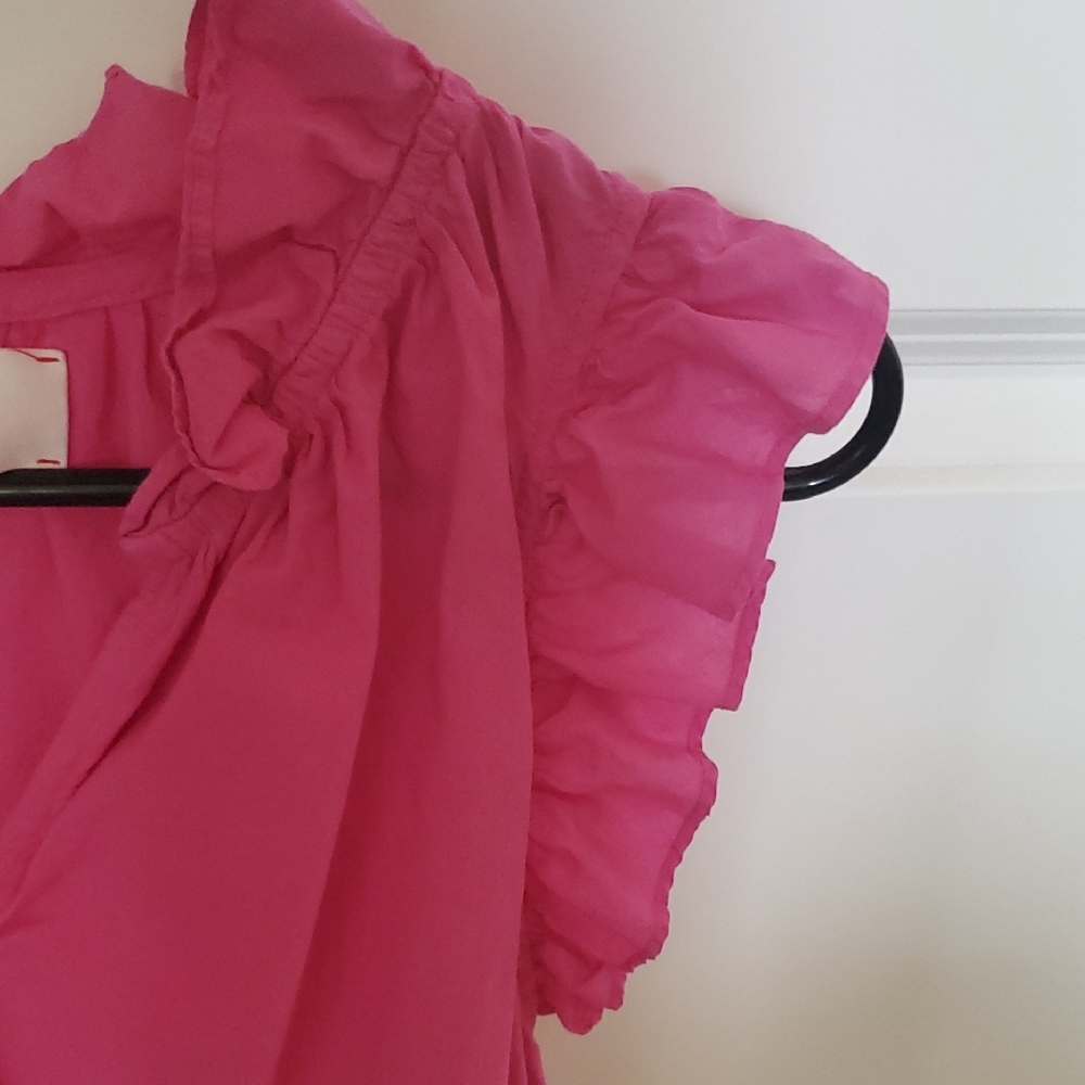 XiRENA Pink Flutter Sleeve Ruffled Blouse - Picture 2 of 4